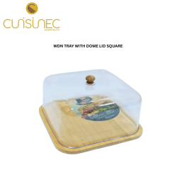 CUI WDN TRAY WITH DOME LID SQUARE BKS