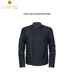 CUI CHEF COAT BLACK& RED STRIP CHL