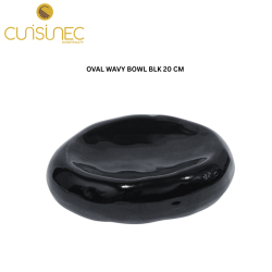 CUI OVAL WAVY BOWL BLK 20CM SHW