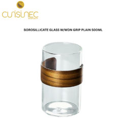 CUI BOROSILLICATE GLASS W/WDN GRIP PLAIN 500ML CHI