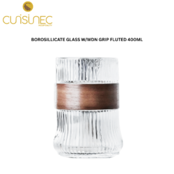 CUI BOROSILLICATE GLASS W/WDN GRIP FLUTED 400ML CHI