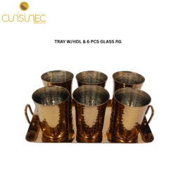 CUI TRAY W/HDL & 6PCS GLASS RG NAT