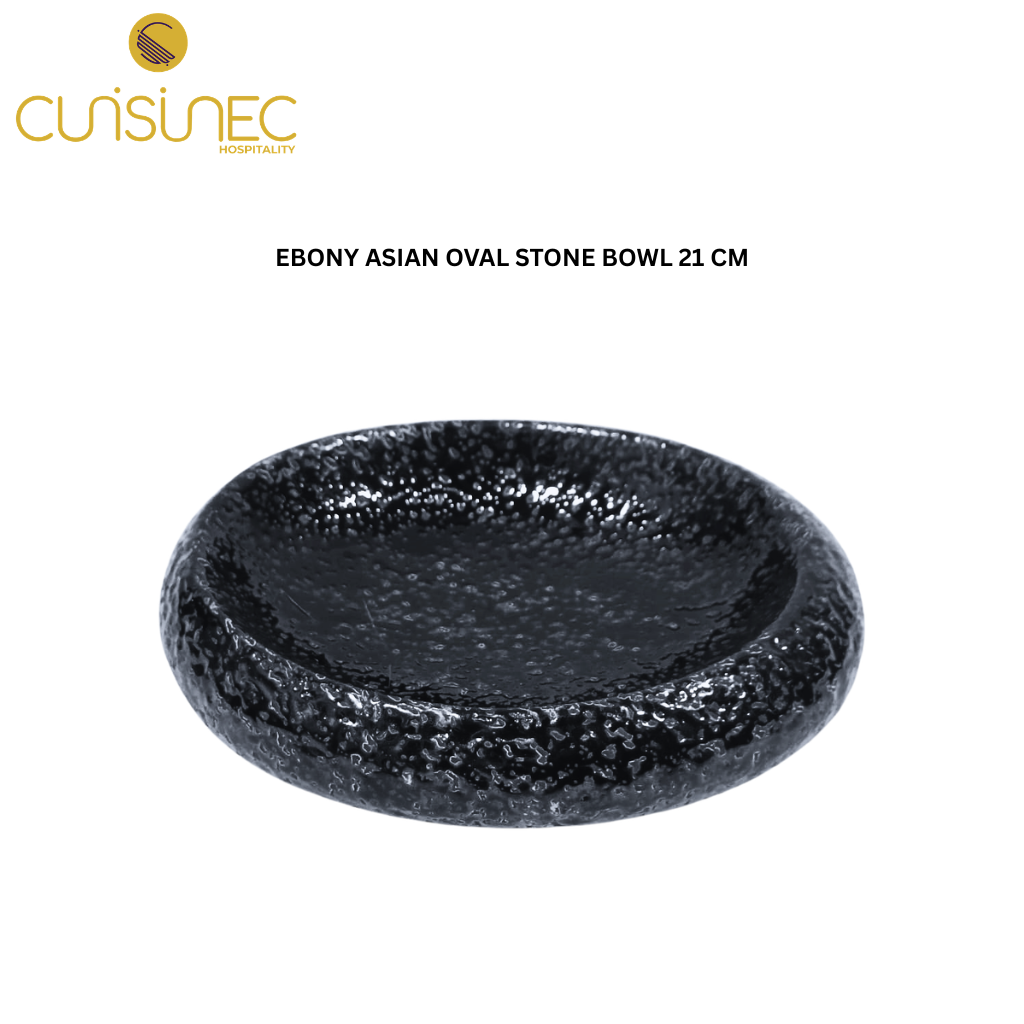CUI EBONY ASIAN OVAL STONE BOWL 21 CM SHW