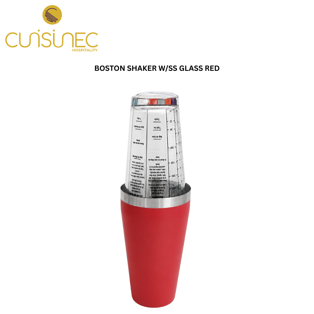 CUI BOSTON SHAKER W/SS GLASS RED BKS