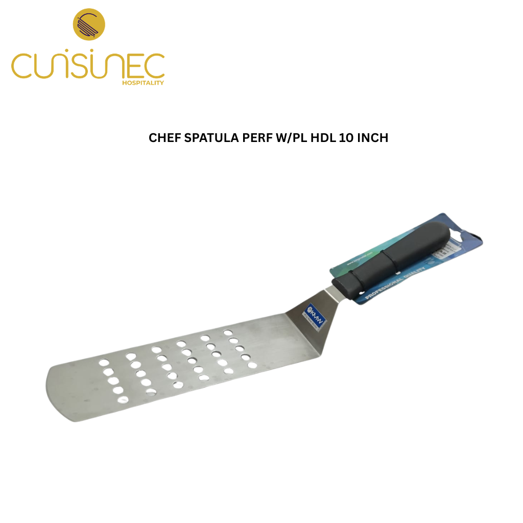 CUI CHEF SPATULA PERF W/PL HDL 10 INCH KIN