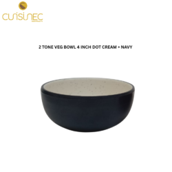 CUI 2TONE VEG BOWL 4 INCH DOT CREAM + NAVY SVL