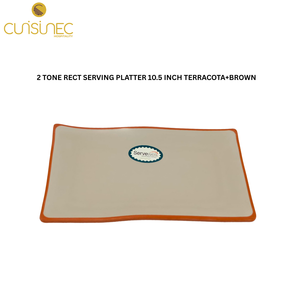 CUI 2TONE RECT SERVING PLATTER 10.5 INCH TERRACOTA+BROWN SVL
