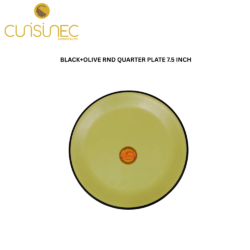 CUI BLACK+OLIVE RND QUARTER PLATE 7.5 INCH DNT