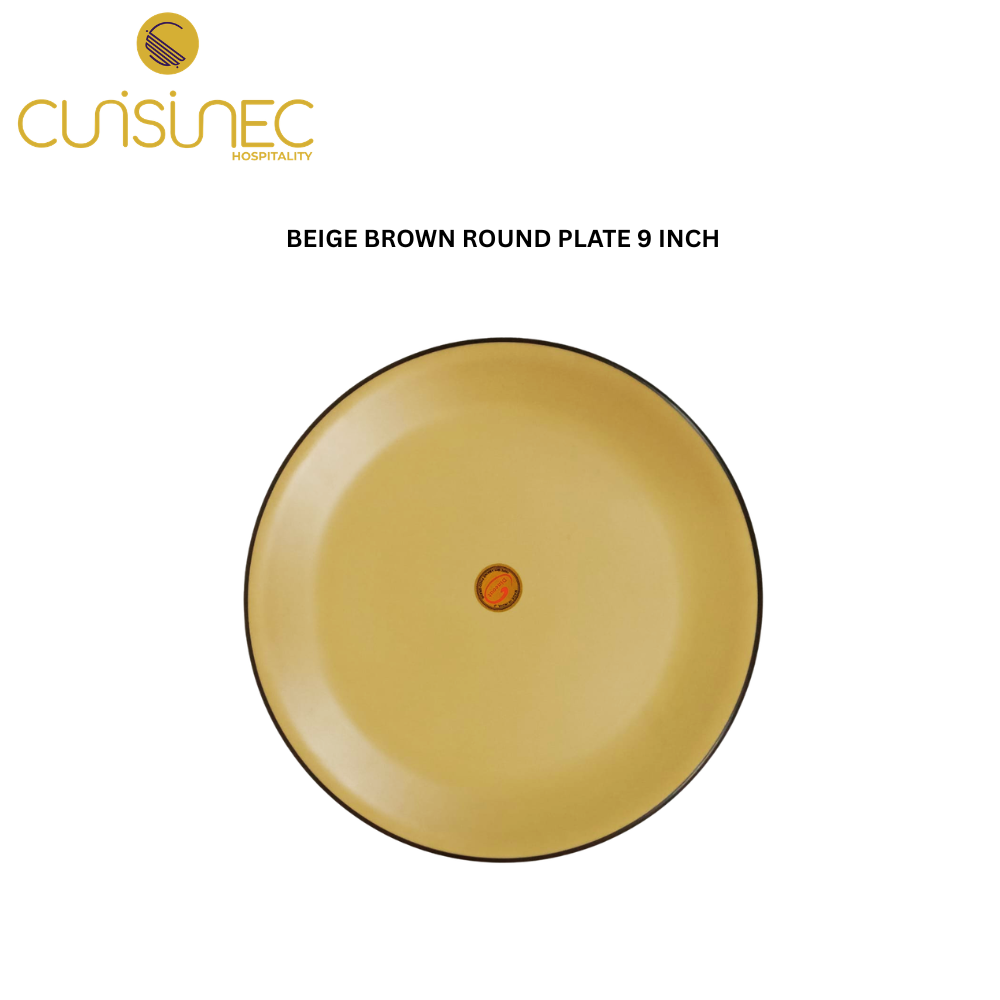 CUI BEIGE BROWN ROUND PLATE 9 INCH DNT