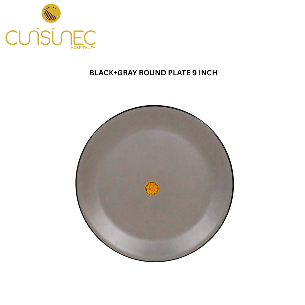 CUI BLACK+GRAY ROUND PLATE 9 INCH DNT