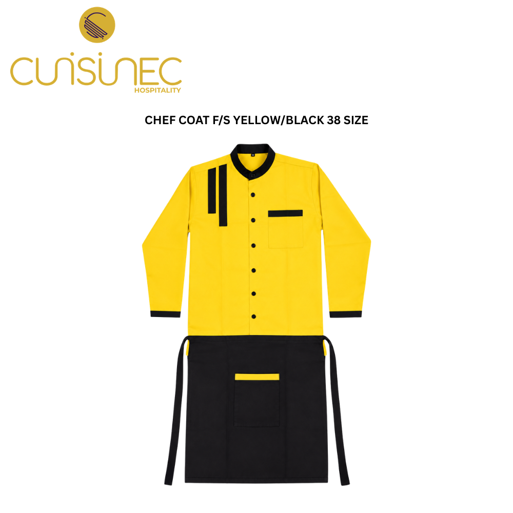 CUI CHEF COAT F/S YELLOW/BLACK 38 SIZE CHL