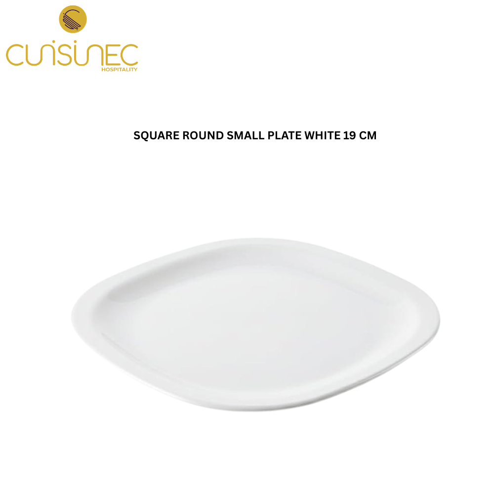 SQUARE ROUND SMALL PLATE WHITE 19 CM